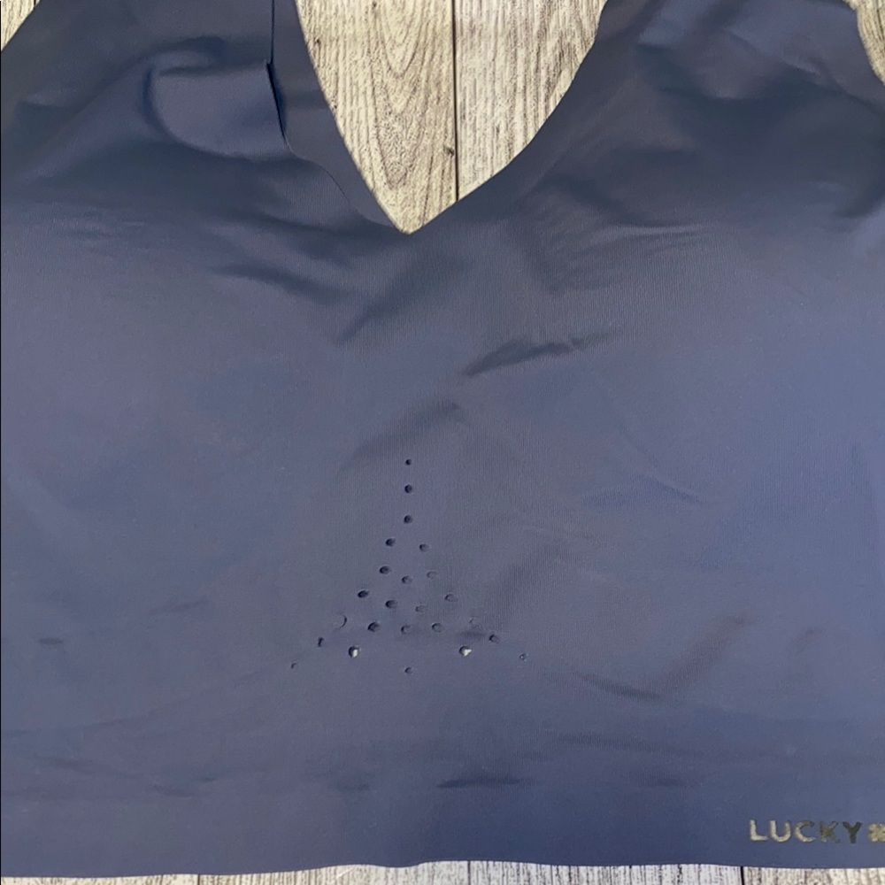 NWT!! Lucky Brand Purple Sports Bra with Wide Straps and V-Neck - Picture 3 of 6